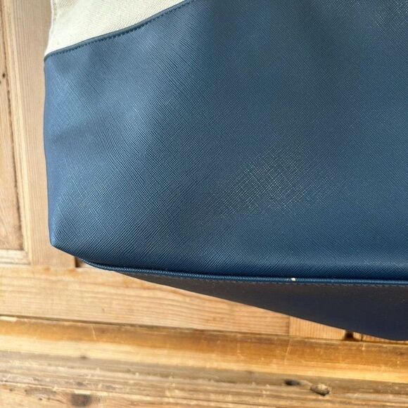 Keep Collective Canvas Purse Cream Navy Blue Color Block Shoulder Tote Bag Boho - Picture 5 of 14